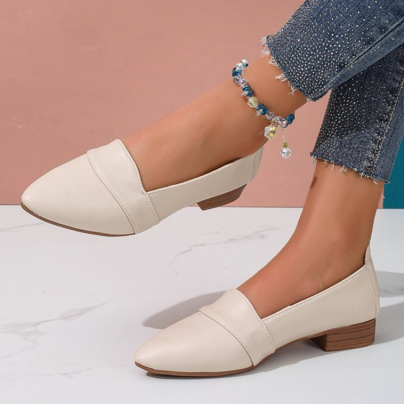 Casual Sandal Leather - Wsuwane buty damskie, płaskie, jednokolorowe, z