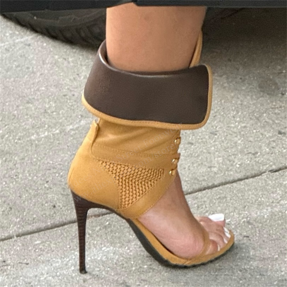 Casual Sandal Leather - Damskie sandały na szpilce z odkrytymi